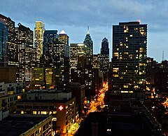 Chestnut Street in Center City Philadelphia at night, February 2016