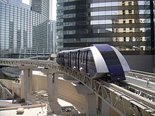 One of the two trams that run between Monte Carlo, Crystals (CityCenter), and Bellagio.