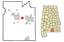 Location in Covington County and the state of آلاباما