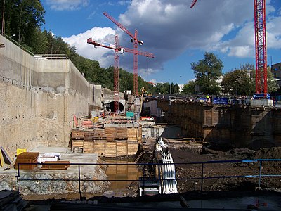 Nemocnice Motol station construction, 2012 (same day)