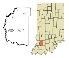 Daviess County Indiana Incorporated and Unincorporated areas Montgomery Highlighted.svg