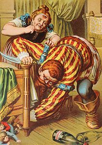 The ogre and his wife, illustration for Hop-o'-My-Thumb from a late-19th-century German fairy tale book