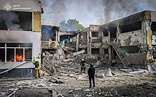 Kindergarten in Chuhuiv (Kharkiv Oblast) after missile attack on 22 May Destructions in Chuhuiv after Russian attack, 2024-05-22 (01).jpg