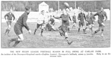 Kingsland v Devonport on 5 May 1930 at Carlaw Park. Marist won 16-13 but the result was over turned due to an unregistered Marist player. Devonport v Kingsland, May 5, 1930.png