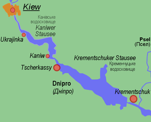 Carte de localisation du réservoir de Krementchouk