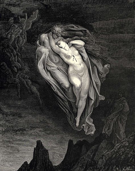 Dante e Virgílio no Inferno, ilustração da Divina Comédia, 1861