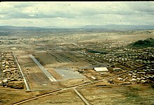 The 4th Infantry Division Base camp, known as Dragon Mountain on 2 December 1967. The 4th Engineer Battalion contributed to the construction of the 2000 ft. C-123 runway by laying down M8A1 matting. Dragon Mountain Base Camp.jpg