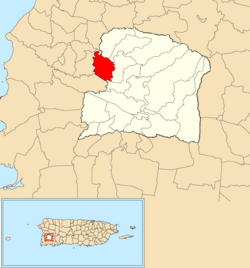 Duey Bajo'nun San Germán belediyesi içinde kırmızıyla gösterilen konumu