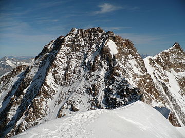 Dufourspitze und Nebengipfel Dunantspitze von der Zumsteinspitze