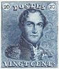 blue twenty centimes stamp
