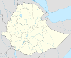 Mapa konturowa Etiopii, w centrum znajduje się punkt z opisem „Debre Zejt”