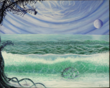 Astrobotany has been the investigation of the idea that alien plant life may exist on other planets. Here an artist has envisioned alien plants on shores of an exomoon exosea. Exoplanet Surface Water Life Exomoon.png