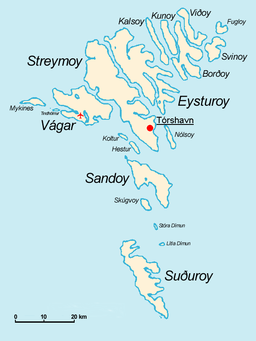 Kort over Færøerne.