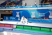 Deutsch: Fechten bei den Olympischen Jugend-Sommerspielen 2018: Tag 1, 7. Oktober 2018, Jungen, Säbel, Kampf um Bronze - Mazen Elaraby (EGY) - Robert Vidovszky (USA) 15:10 English: Fencing at the 2018 Summer Youth Olympics at 7 October 2018 – Boys' sabre Bronze medal match – Mazen Elaraby (EGY) Vs Robert Vidovszky (USA) 15:10