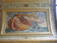 Affresco della sala da ballo o "Galleria Enrico II" del castello di Fontainebleau.[23]