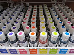A display of gel food coloring