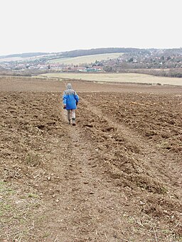 Footpath across ploughed field, with view to Amersham - geograph.org.uk - 114908