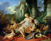 Rinaldo and Armida, Francois Boucher's morceau de reception, gained his admission to the Academie royale in 1734. Francois Boucher - Rinaldo and Armida - WGA2878.jpg
