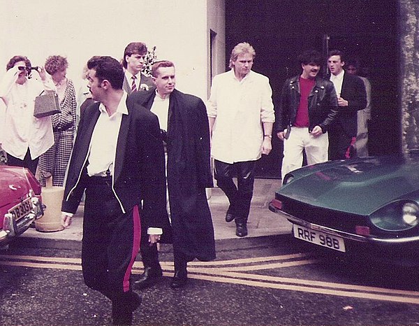 Frankie Goes to Hollywood in 1985. From front: Paul Rutherford, Holly Johnson, Brian Nash, Peter Gill and Dave Lawton