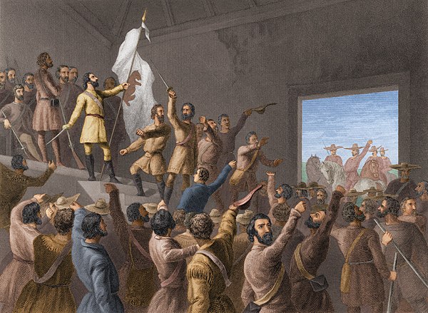 The 1846 Bear Flag Revolt declared the California Republic and prefaced the American conquest of California.