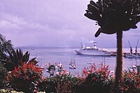 Kreuzfahrtschiff Maxim Gorkiy im Hafen von Funchal/Madeira - 1978