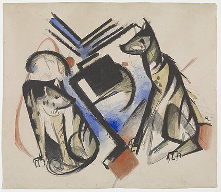 Zwei Wölfe, 1913, aquarelle et encre sur papier, 39,3 × 45 cm, Musée Solomon R. Guggenheim, New York