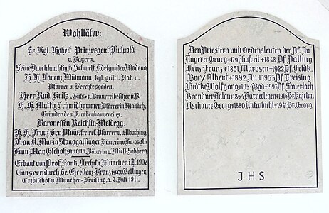 Gedenktafel an die Stifter der Kirche