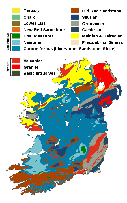 Bedrock geological map of Ireland.