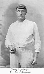 George Lohmann, the holder of best bowling average in Test cricket George Lohmann 1895.jpg