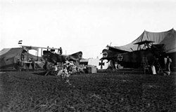 German AEG C.IV aircraft being assembled at Jenin c1917.jpg