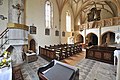 English: Nave with pulpit and organ gallery Deutsch: Kirchenschiff mit Kanzel und Orgelempore