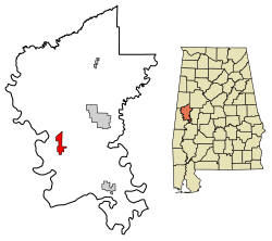 Location of Boligee in Greene County, Alabama.