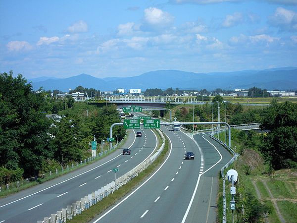 The Tōhoku Expressway at Hanamaki Junction in Hanamaki, Iwate
