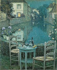 Petite table dans le crépuscule du soir (1921).