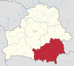 Homiel no mapa de Bielorrússia