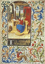 Folio 33r: Mark the Evangelist Hours of Mary of Burgundy Mark the Evangelist.jpg