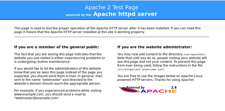 Default page Apache Oracle linux 7