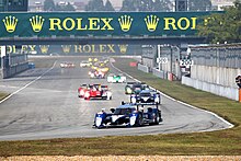 The 908 of Franck Montagny and Stephane Sarrazin leads the field at the start of the 2010 1000 km of Zhuhai. Montagny and Sarrazin won the race to seal the Teams' and Manufacturers' Cup for Peugeot. ILMC Zhuhai start 2048.jpg