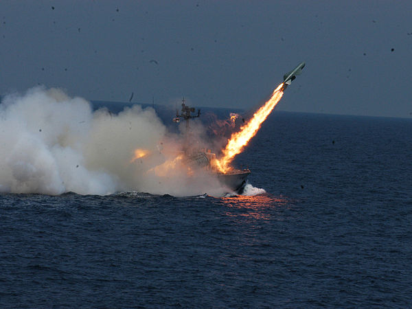 INS Chamak (K95) of the Indian Navy fires a P-15 Termit missile