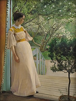 L.A. Ring, I havedøren. Kunstnerens hustru, 1897, Statens Museum for Kunst