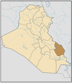 Poloha guvernorátu Majsán v Iraku (klikacia mapa)