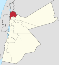 मानचित्र जिसमें इरबिद प्रान्त محافظة إربد‎‎ Irbid Governorate हाइलाइटेड है