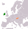 Location map for Ireland and Slovakia.