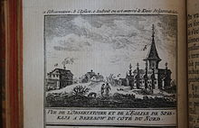 Delisle's observatory in Beryozovo (marked a.), from Continuation de l'histoire générale des voyages, vol. 72 (1768)