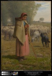 Jean-François Millet - Ung pige, der beskytter hendes får - 1955.532 - Clark Art Institute. Tiff