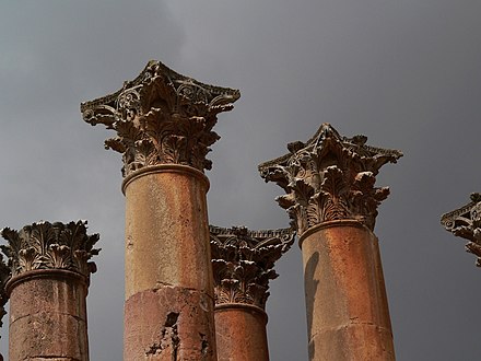 Corinthian columns in Jerash, Jordan