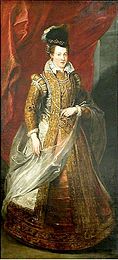 Portrait of Joanna of Austria . 1621–1625. oil on canvas medium QS:P186,Q296955;P186,Q12321255,P518,Q861259 . 247 × 116 cm (97.2 × 45.6 in). Paris, Louvre Museum.