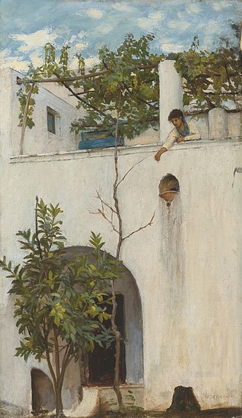 File:John William Waterhouse - Lady on a Balcony, Capri.jpg