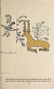Mittelalterliche Zeichnung eines Bogenschützen, der ein Reh jagt.