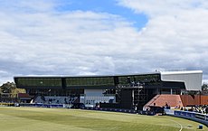 The new grandstand constructed in the redevelopment, also the headquarters of Cricket Victoria. Junction Oval New Stand 001.JPG